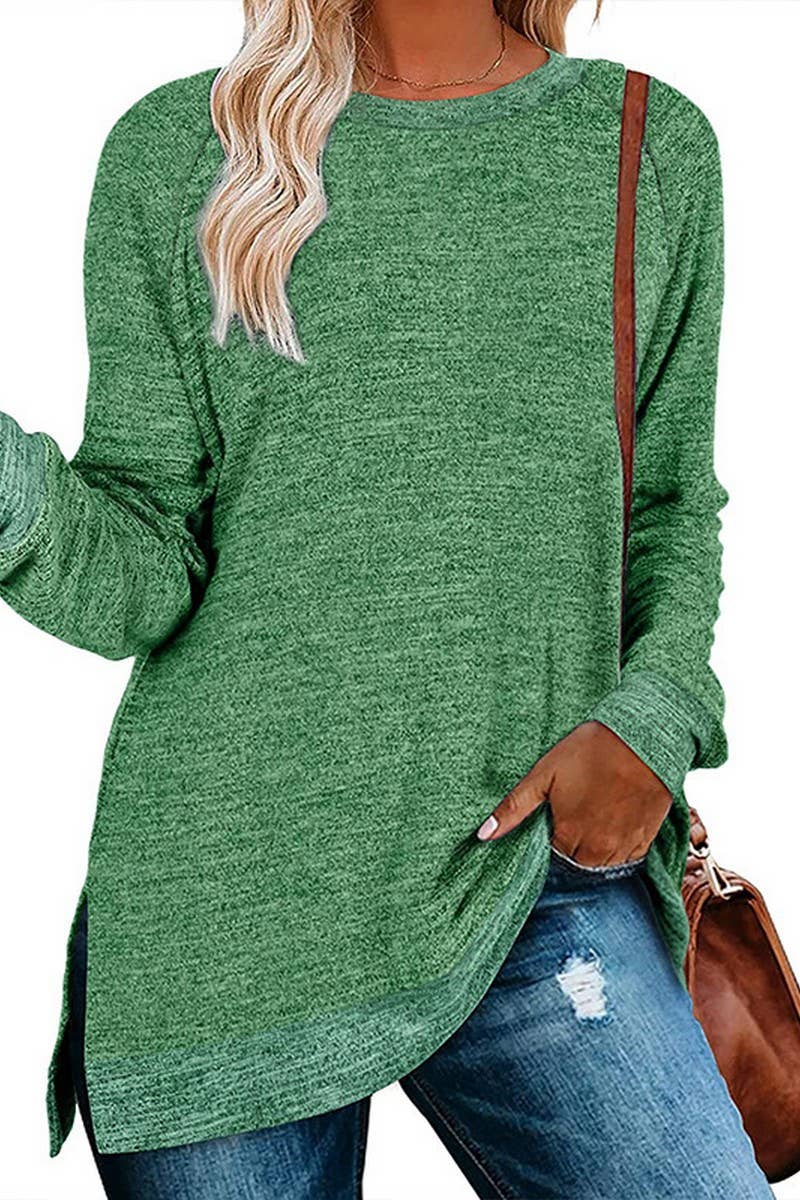 CWTBLL3686_COLORBLOCK SLIT LOOSE CASUAL PULLOVER TOP