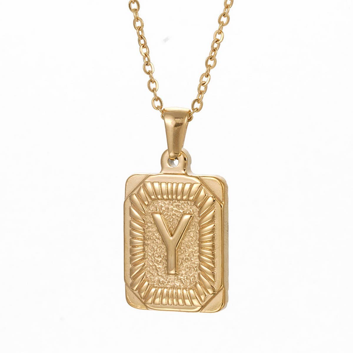 CWAJE1937_Square Stainless Steel Letter Fashion Necklace