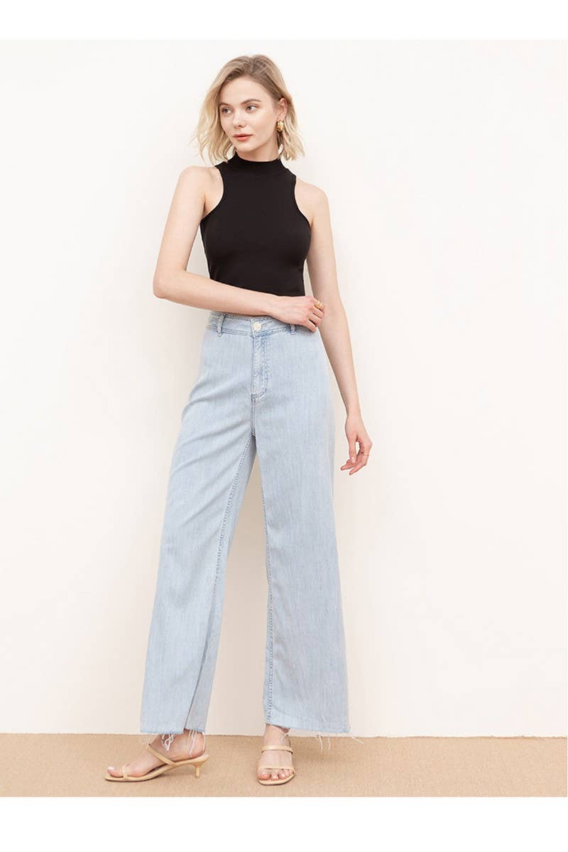 CWTTS0903_HALF HIGH NECK SLEEVELESS SLIM FIT TOP FOR WOMEN