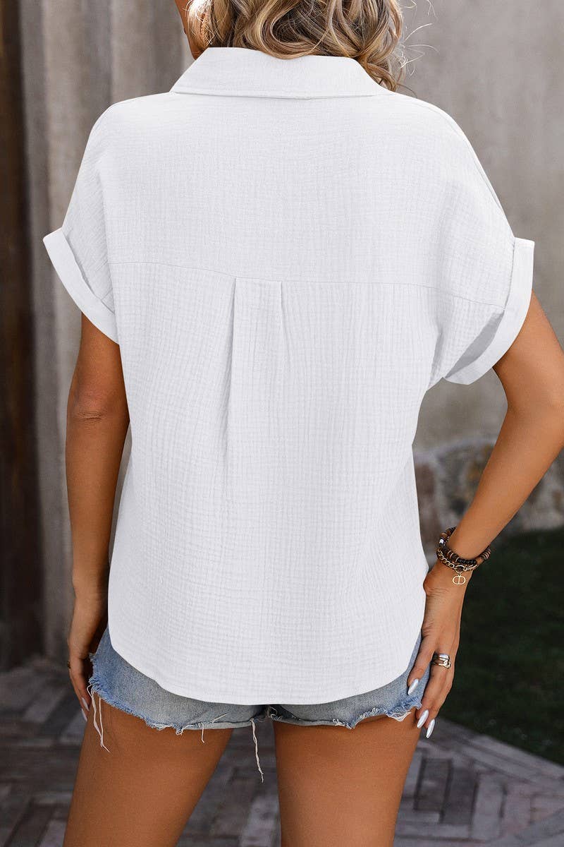 CWTSTS0324_Open Front Short Sleeved Shirt Top