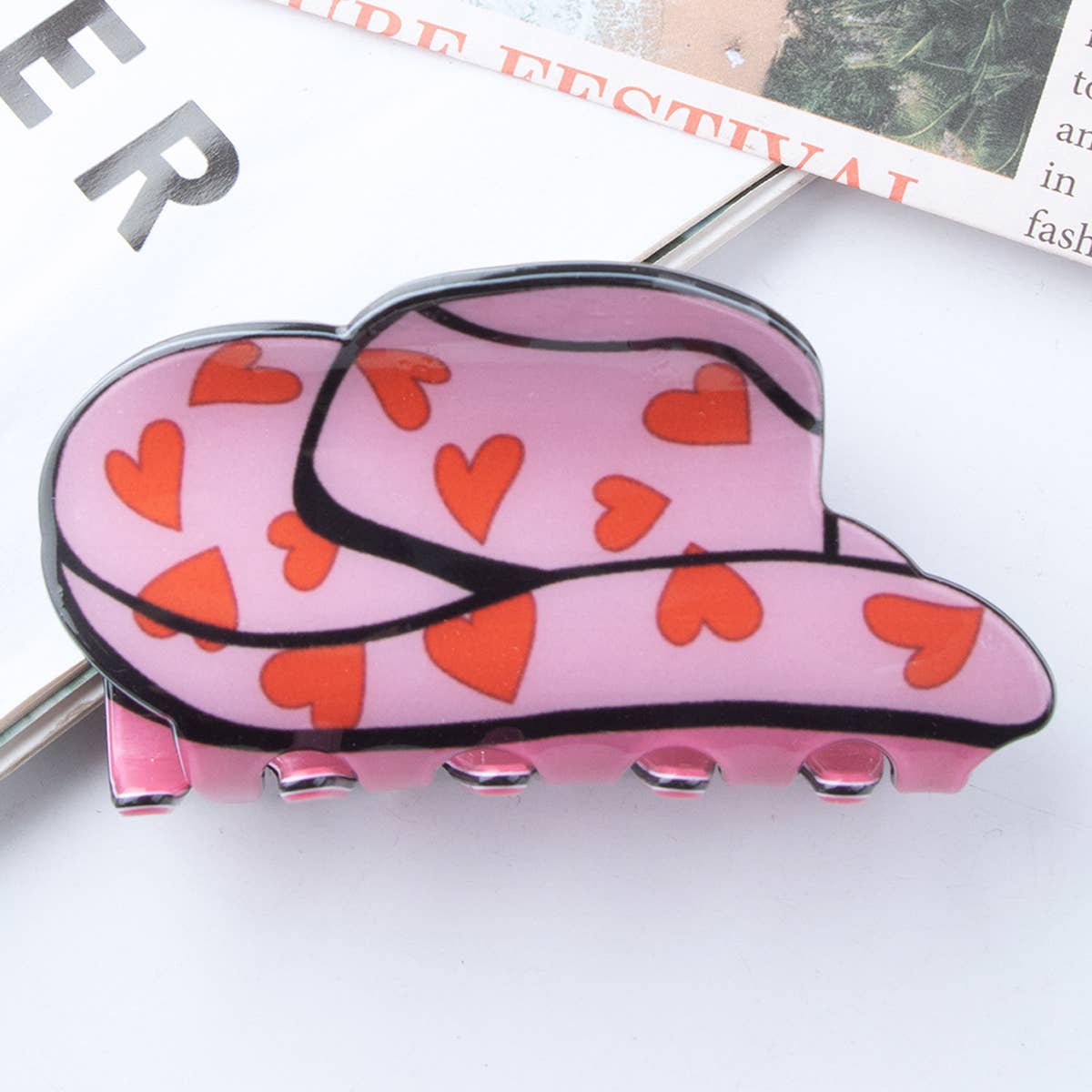Hat-Shaped PVC Hair Claw ? 8.2cm Cute Graphic Clip_CWAHA0640