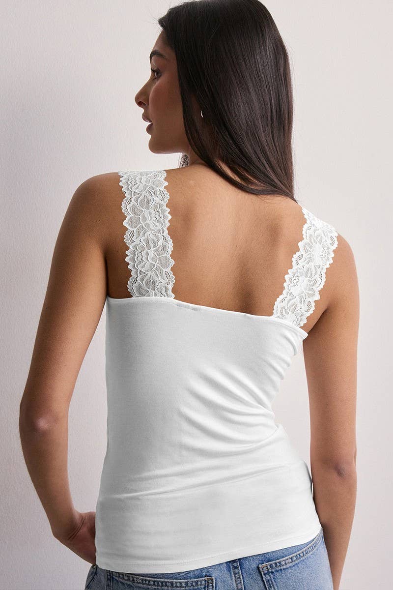 CWTTSL0467_SUMMER LACE U-NECK SLEEVELESS SOLID COLOR VEST