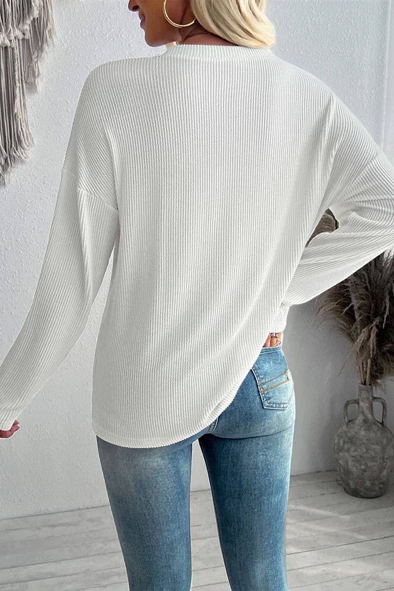 CWTBLL1651_CASUAL V-NECK POCKET LONG-SLEEVED SWEATER