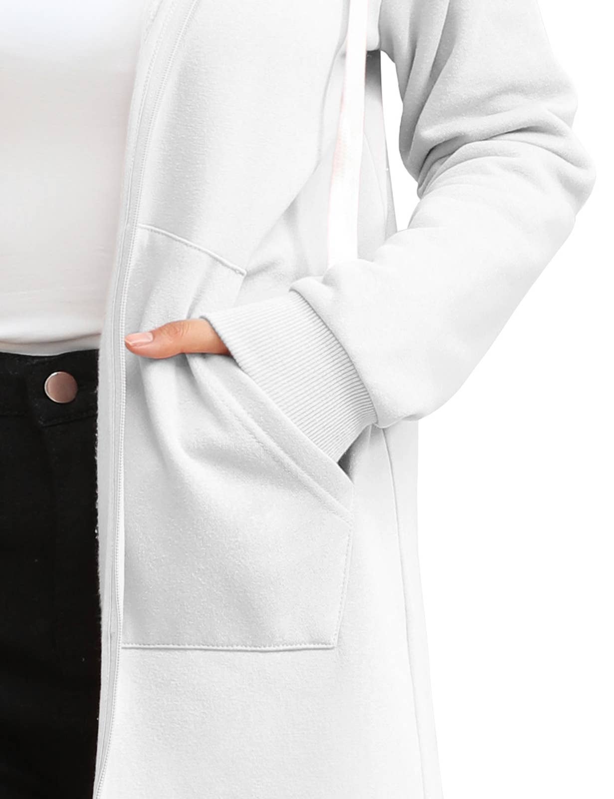 CWOHOL448_Lightweight Thin Zip-Up Hoodie Long Jacket