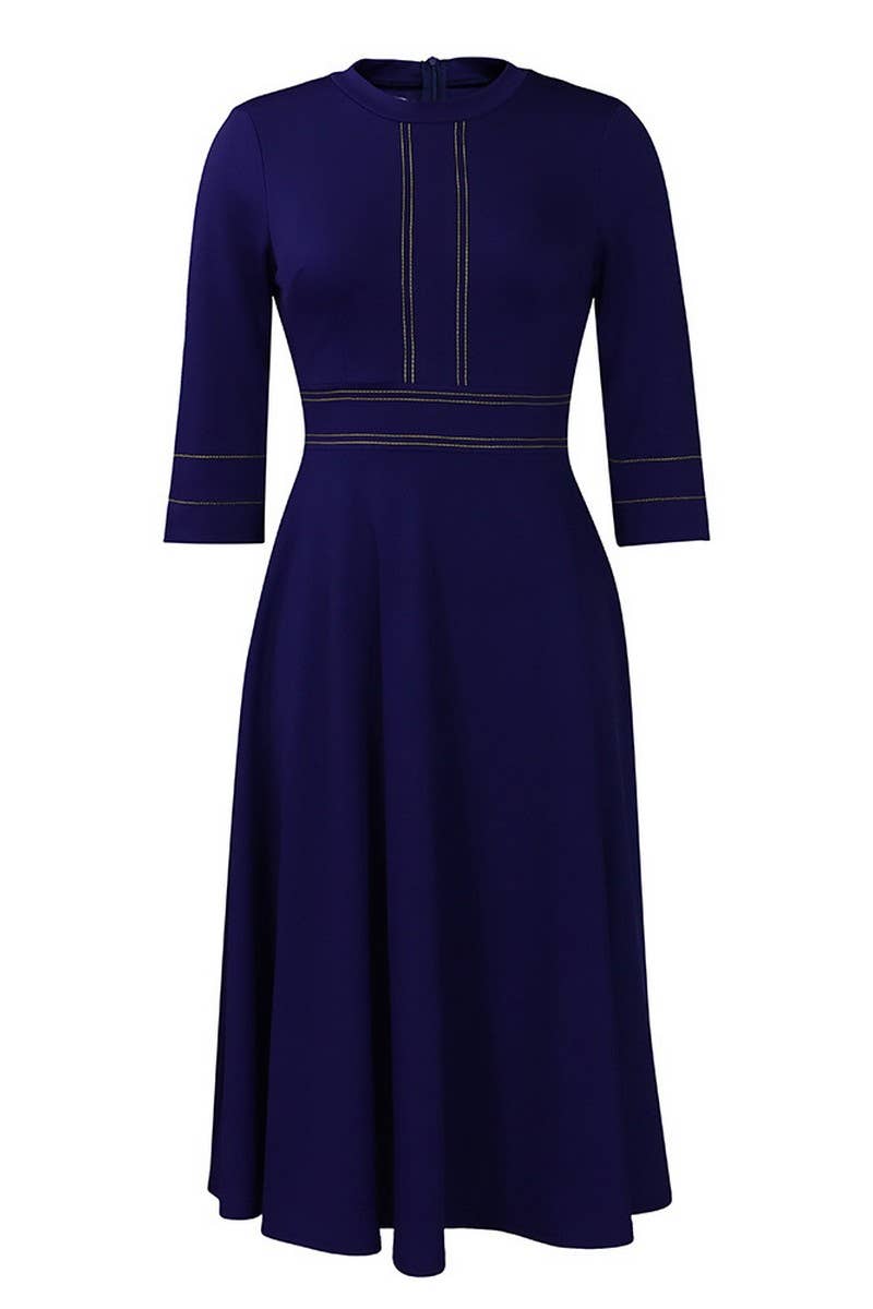 CWDMD01257_PLUS SIZE WOMEN STAND COLLAR PARTY SWING DRESS