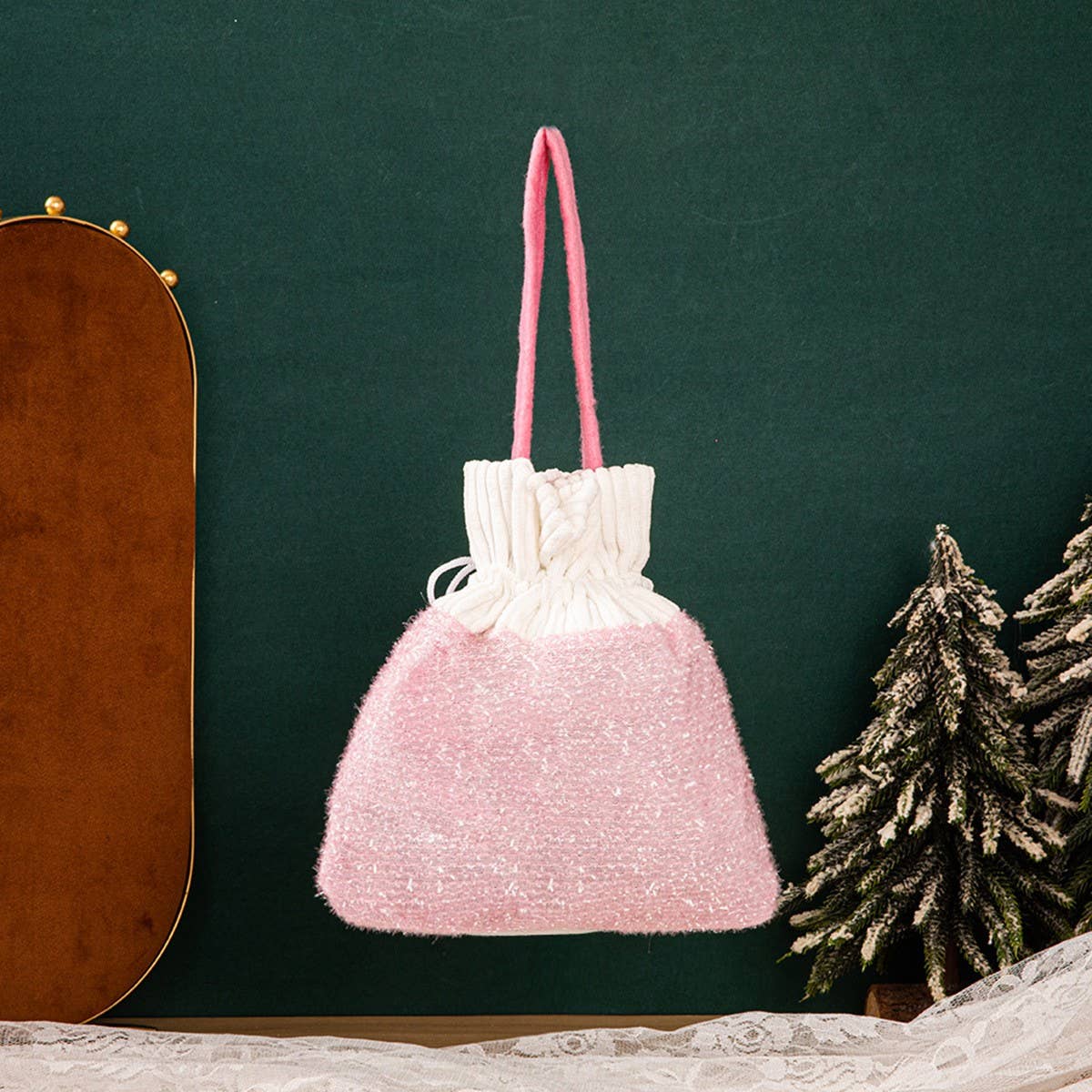 CWMM9412_CHRISTMAS NEW PINK PLUSH CANDY GIFT BAG