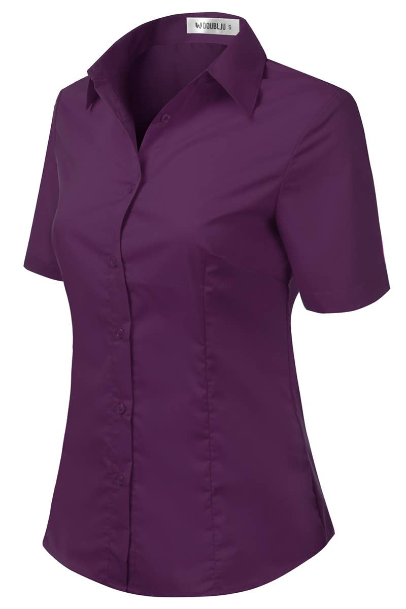 CWTSTS118-P_Slim Classic Short Sleeve Bttn Down Collar Shirt