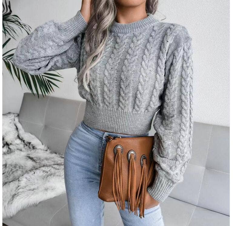 Cultivate morality twist round collar sweater