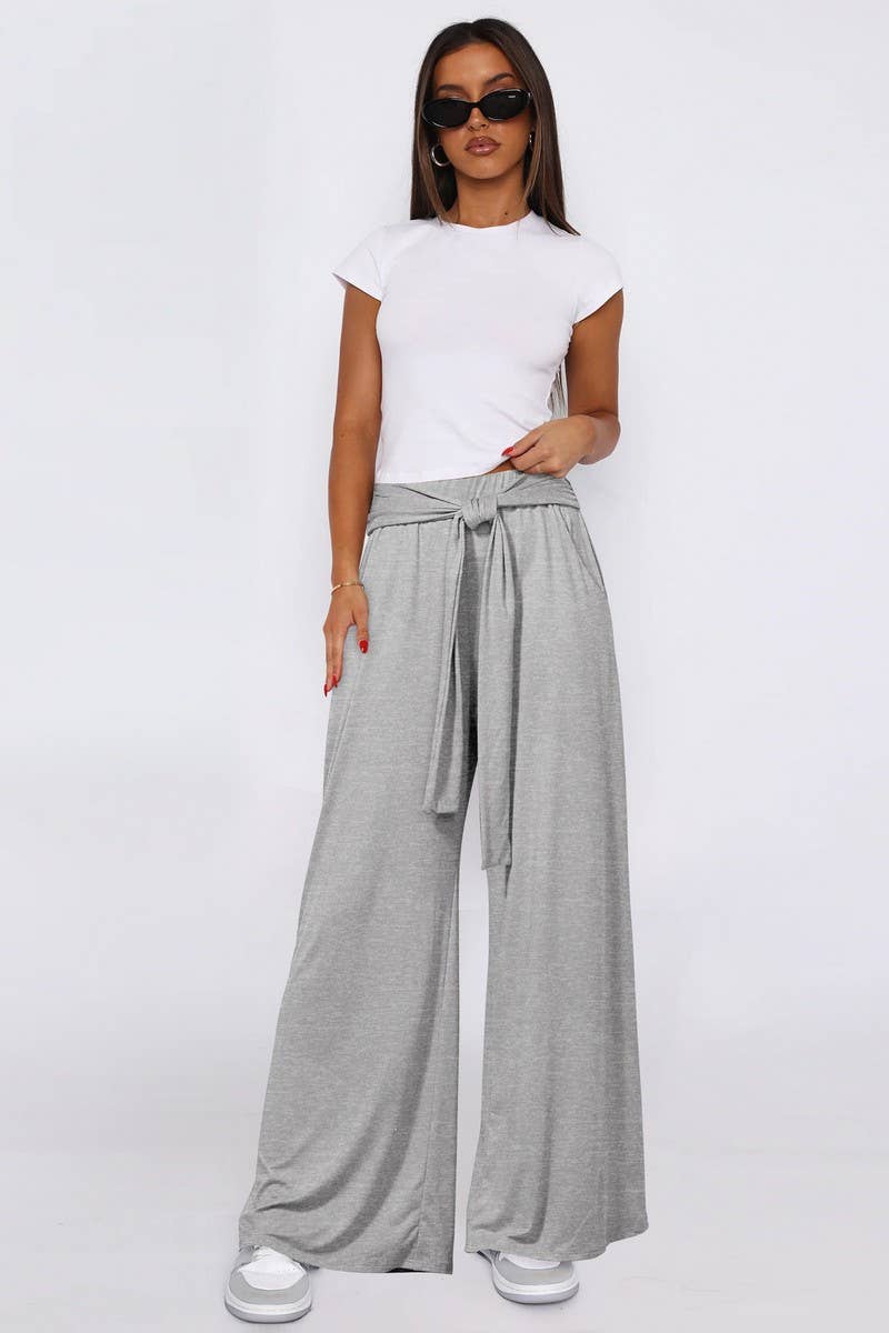 CWBLP01042_SOLID DRAWSTRING LOOSE WIDE LEG PANTS
