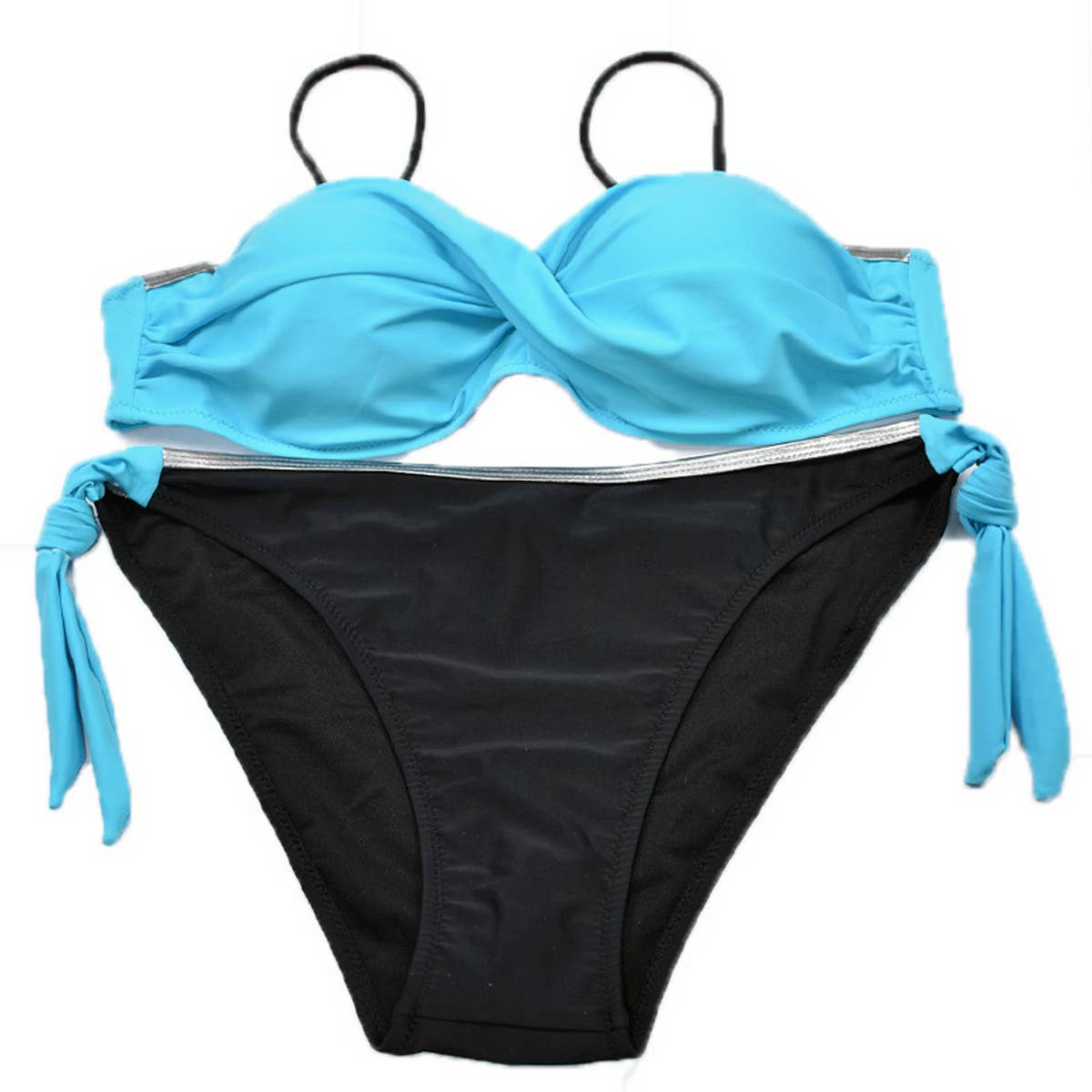 CONTRAST COLOR SEXY SUSPENDER BIKINI SWIMSUIT