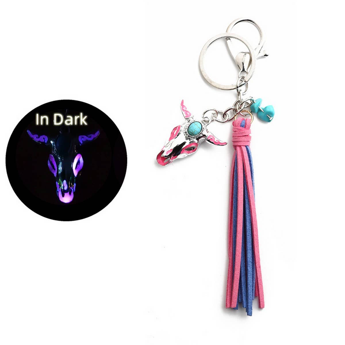 Vintage Western Glow-in-the-Dark Bull Keychain