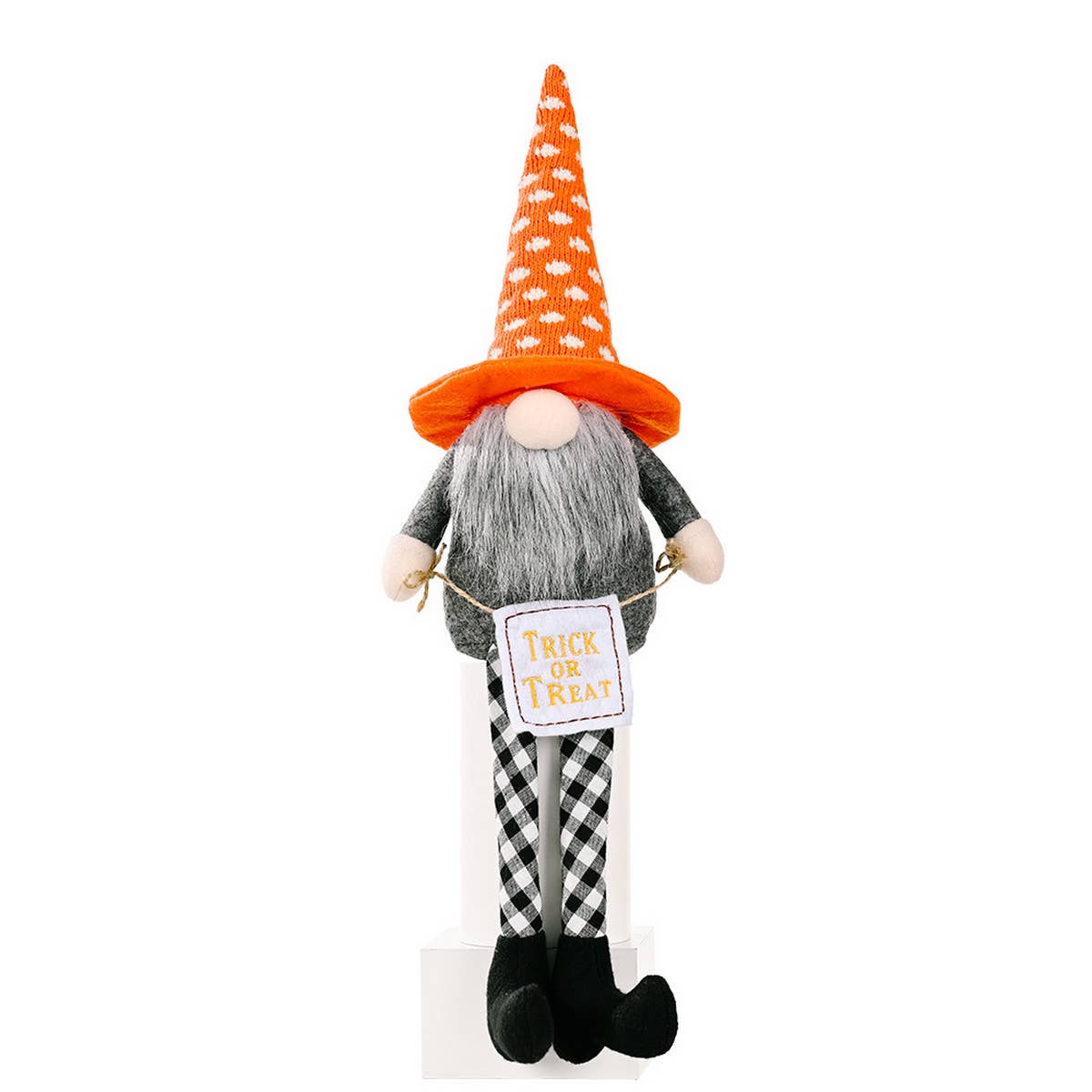 HALLOWEEN HANGING LEG DOLL ORANGE HAT ORNAMENTS