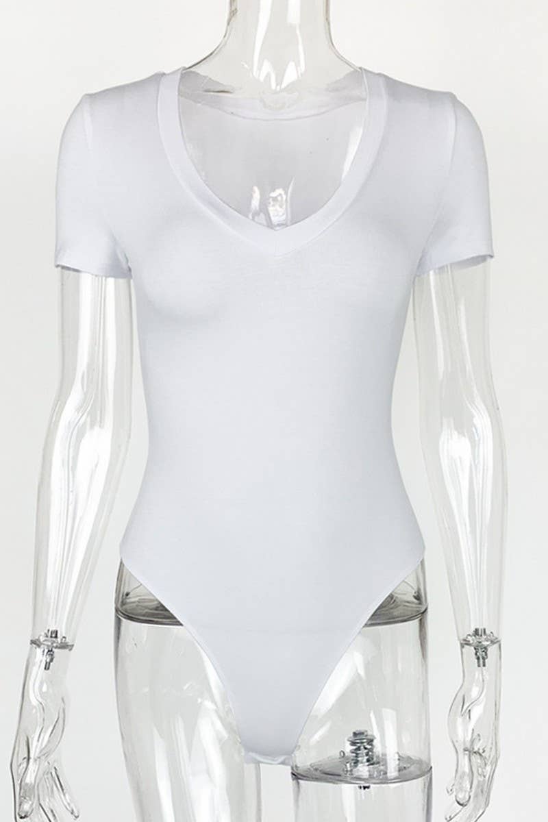 CWSJS0787_SHORT SLEEVE V NECK SEXY JUMPSUIT