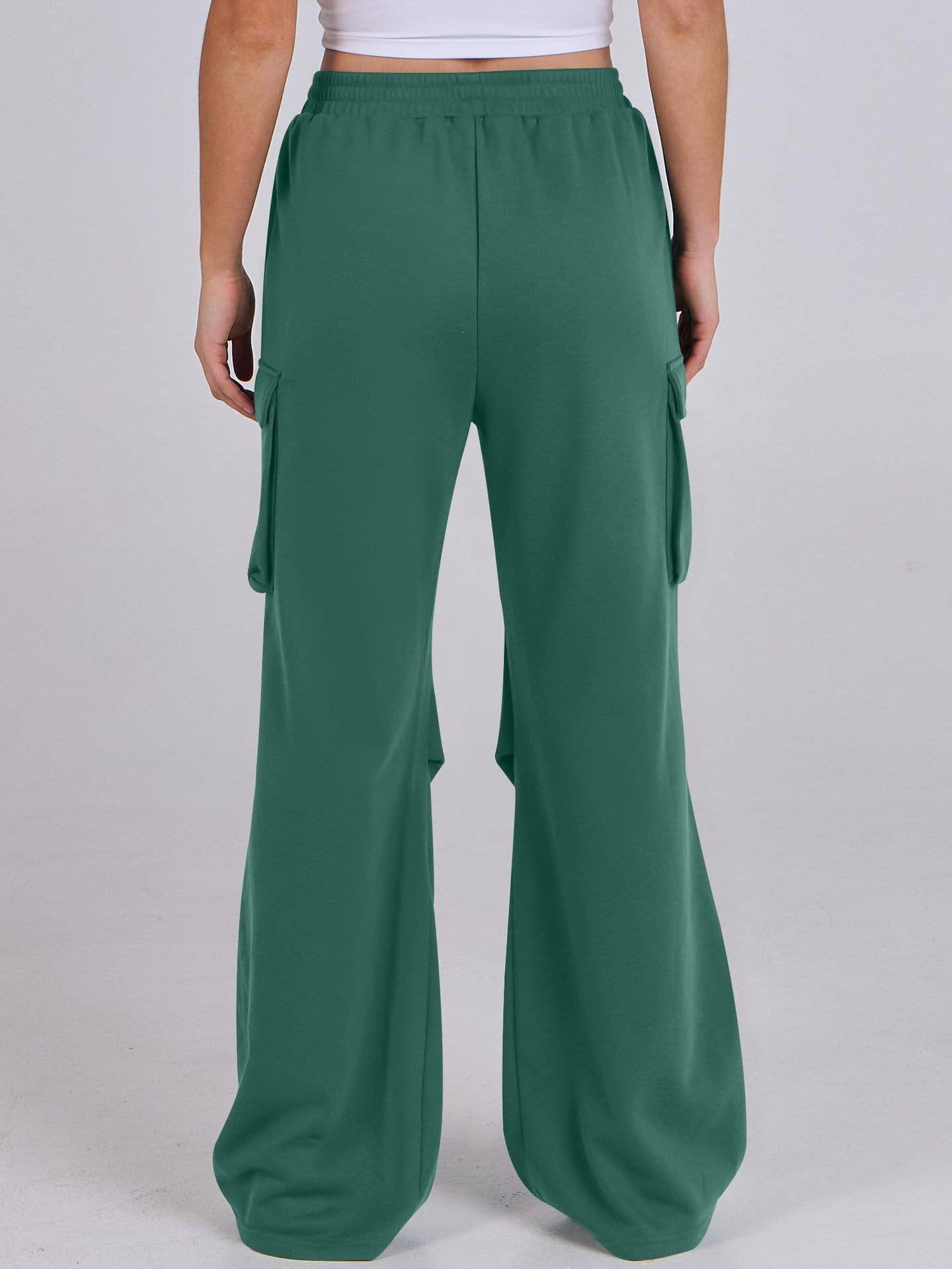 BAGGY STRAIGHT WIDE LEG ELASTIC WAIST OVERALLS