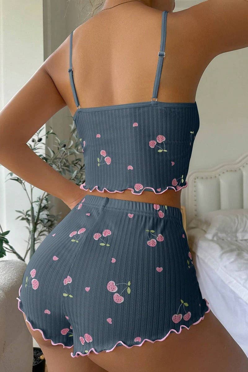 CWSPJ00485_SUMMER JACQUARD PRINT CAMI AND SHORTS SET