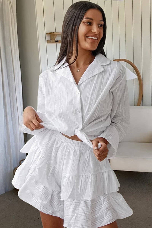 CWSPJ0175_LONG-SLEEVED SHORTS PAJAMAS AND HOME WEAR SET