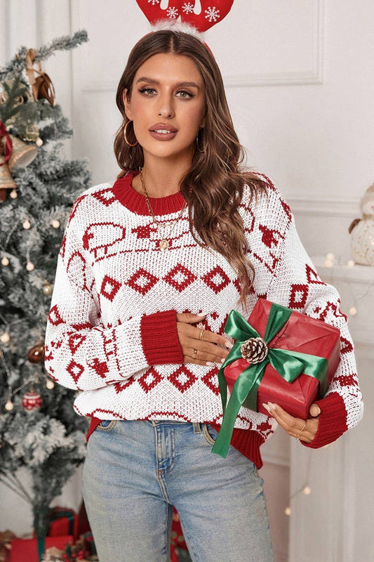 CWOSWL5860_LONG SLEEVE CREWNECK KNITTED CHRISTMAS SWEATER