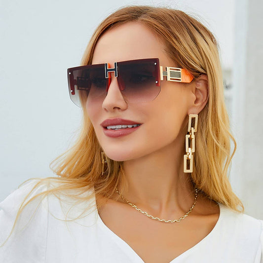 UV PROTECTION DIAMOND-CUT LARGE FRAME SUNGLASSES
