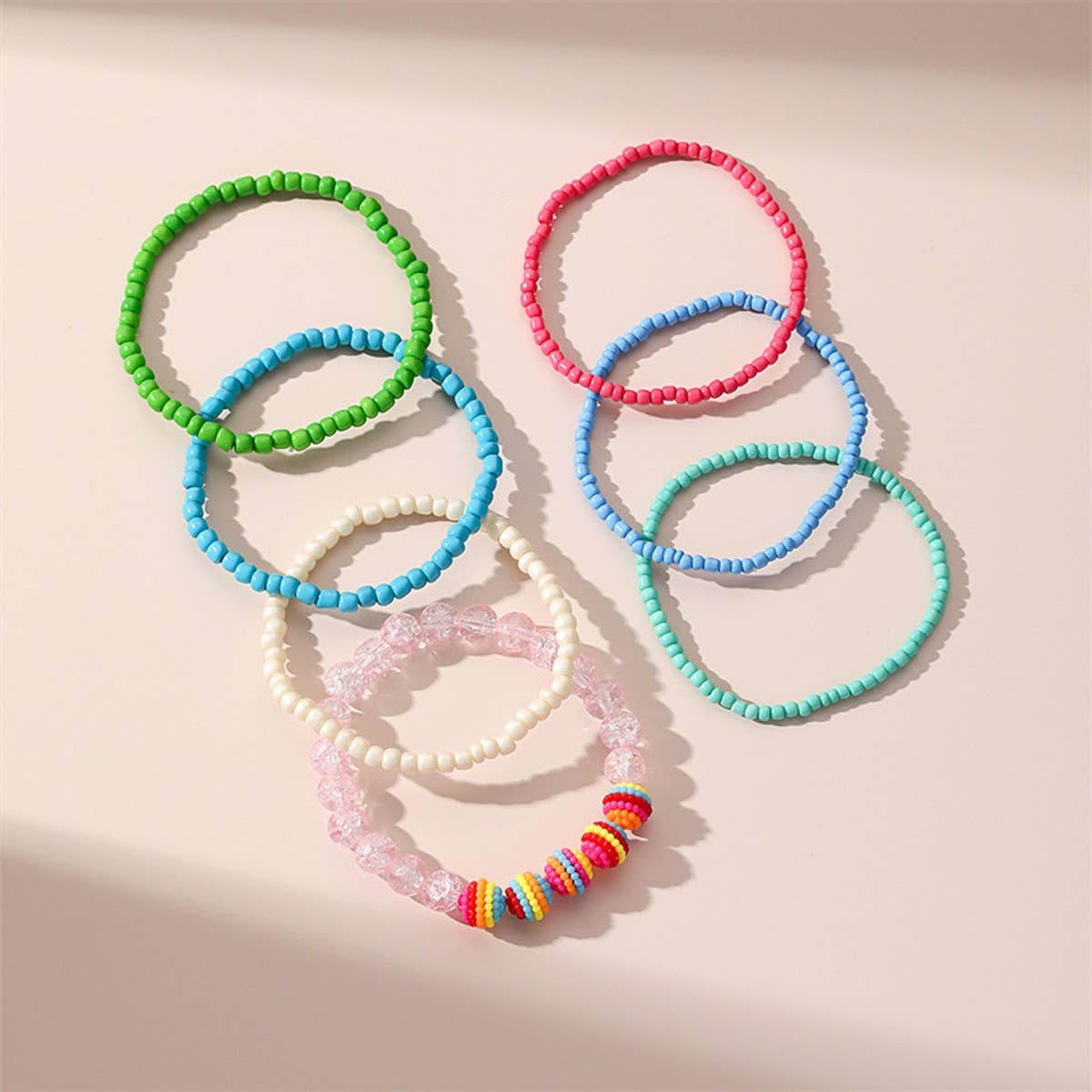 Boho Multicolor Beaded Anklet Chain Set_CWMM6363
