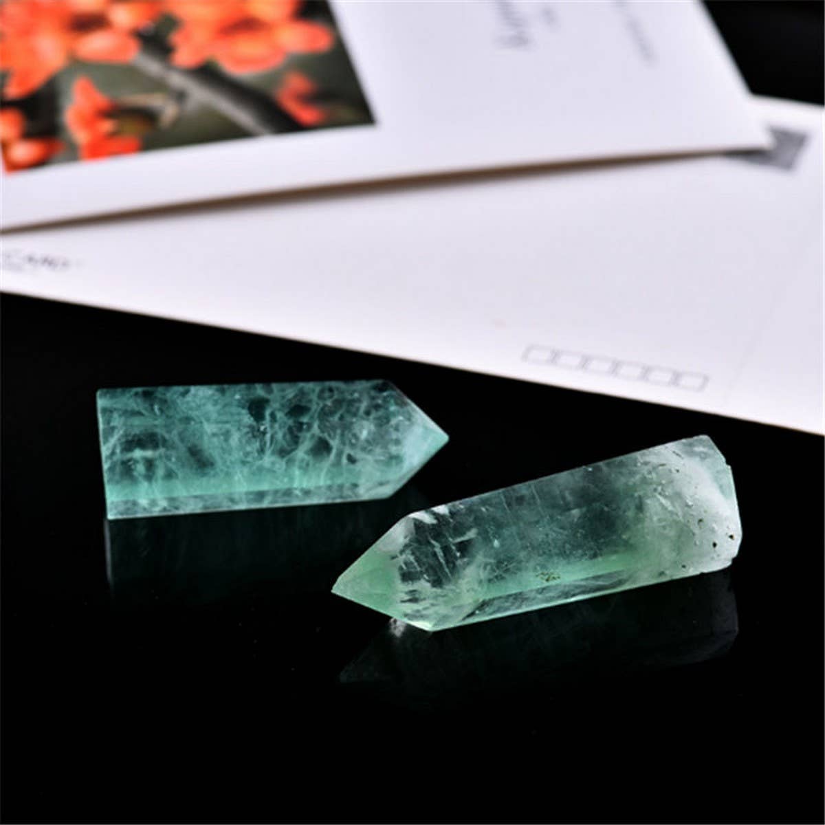 Green Fluorite Crystal Point Tower