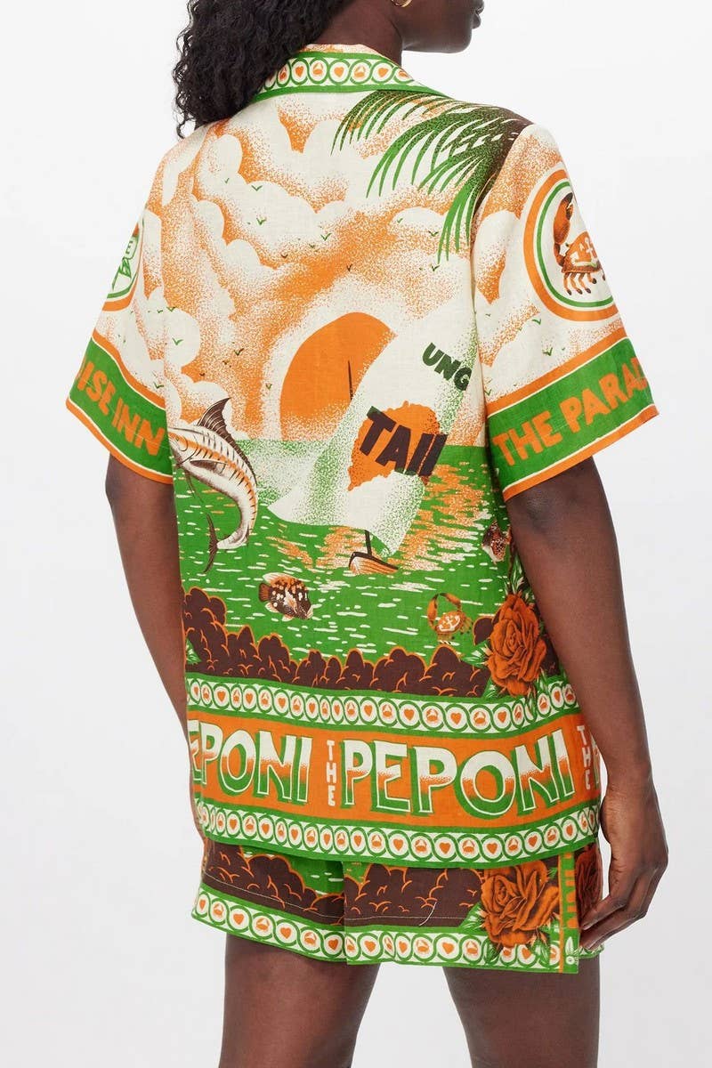 CWSS1238_GEOMETRIC PRINT COMFORTABLE CASUAL TWO-PIECE