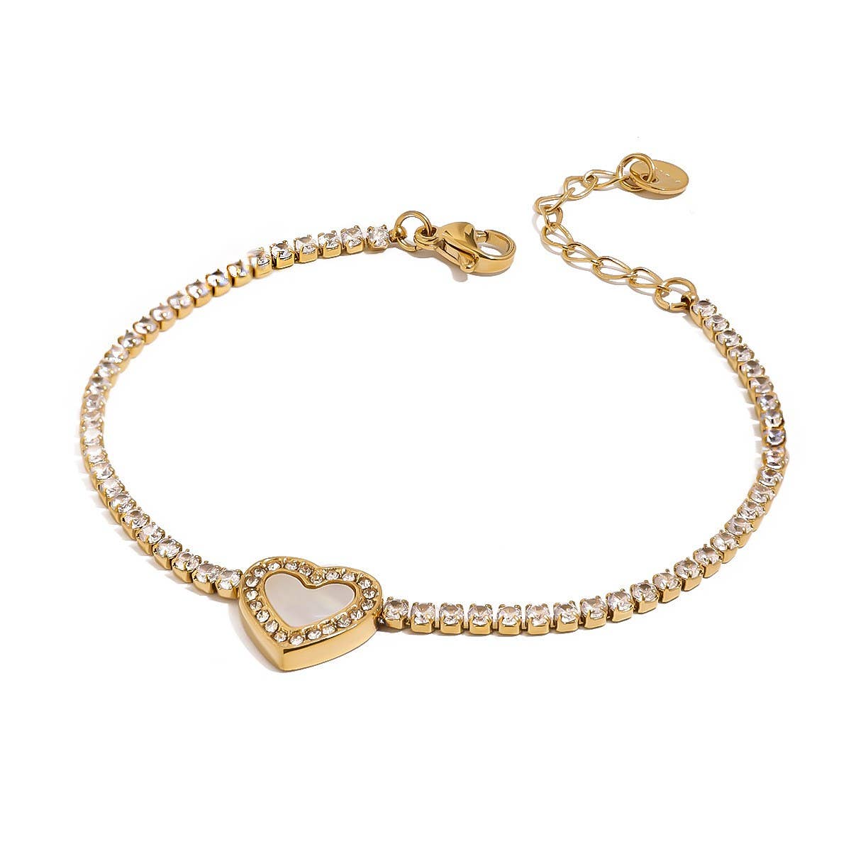 Heart Full-Zircon Bracelet in Titanium Steel