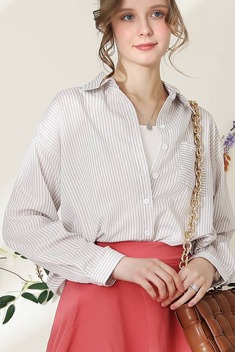 CWTSTL704_Striped Button Down Long Sleeve Collared Shirts