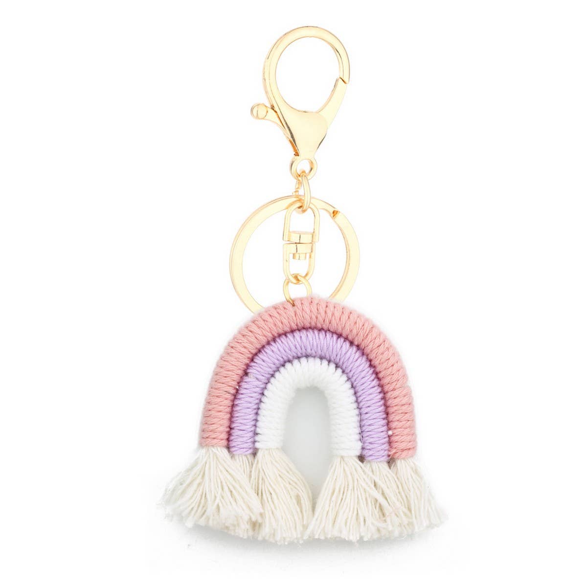 Macrame Rainbow Keychain Boho Car Hanging Decor_CWAB5031