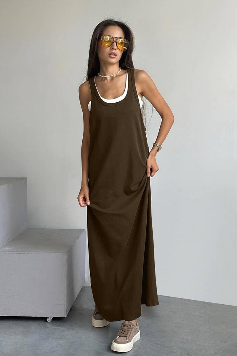 CWSPJ0354_KNITTED CAMISOLE NIGHTDRESS VEST TWO-PIECE SET