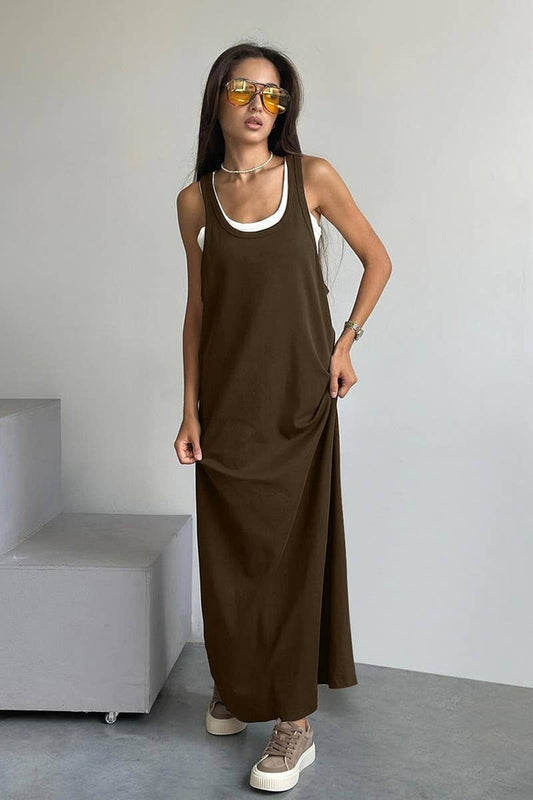 CWSPJ0354_KNITTED CAMISOLE NIGHTDRESS VEST TWO-PIECE SET