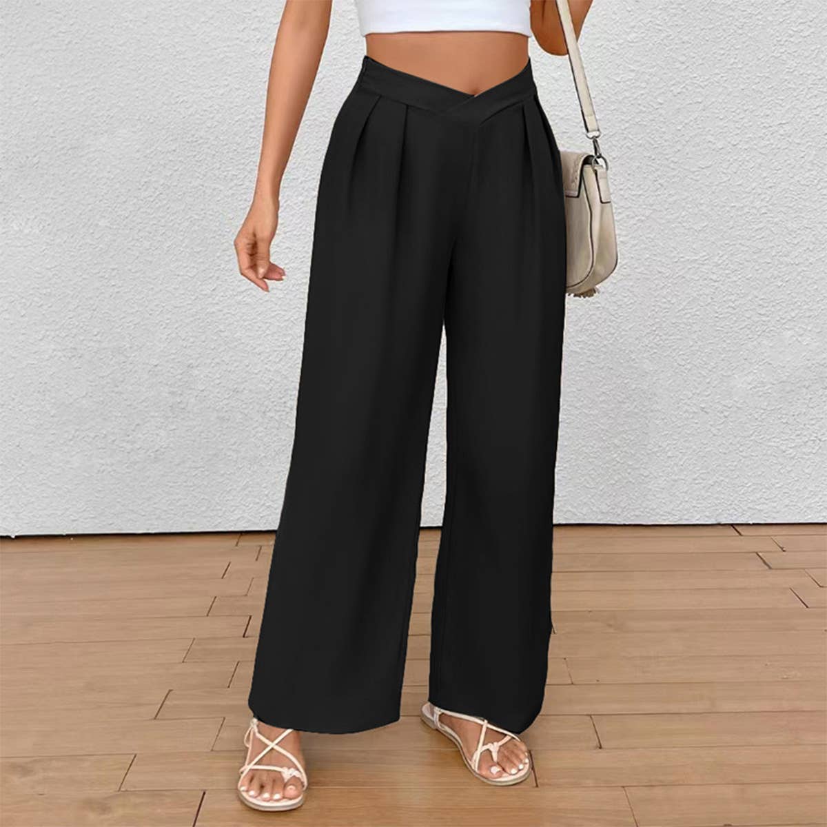 CROSS-WAISTED COMMUTER STRAIGHT-LEG PANTS