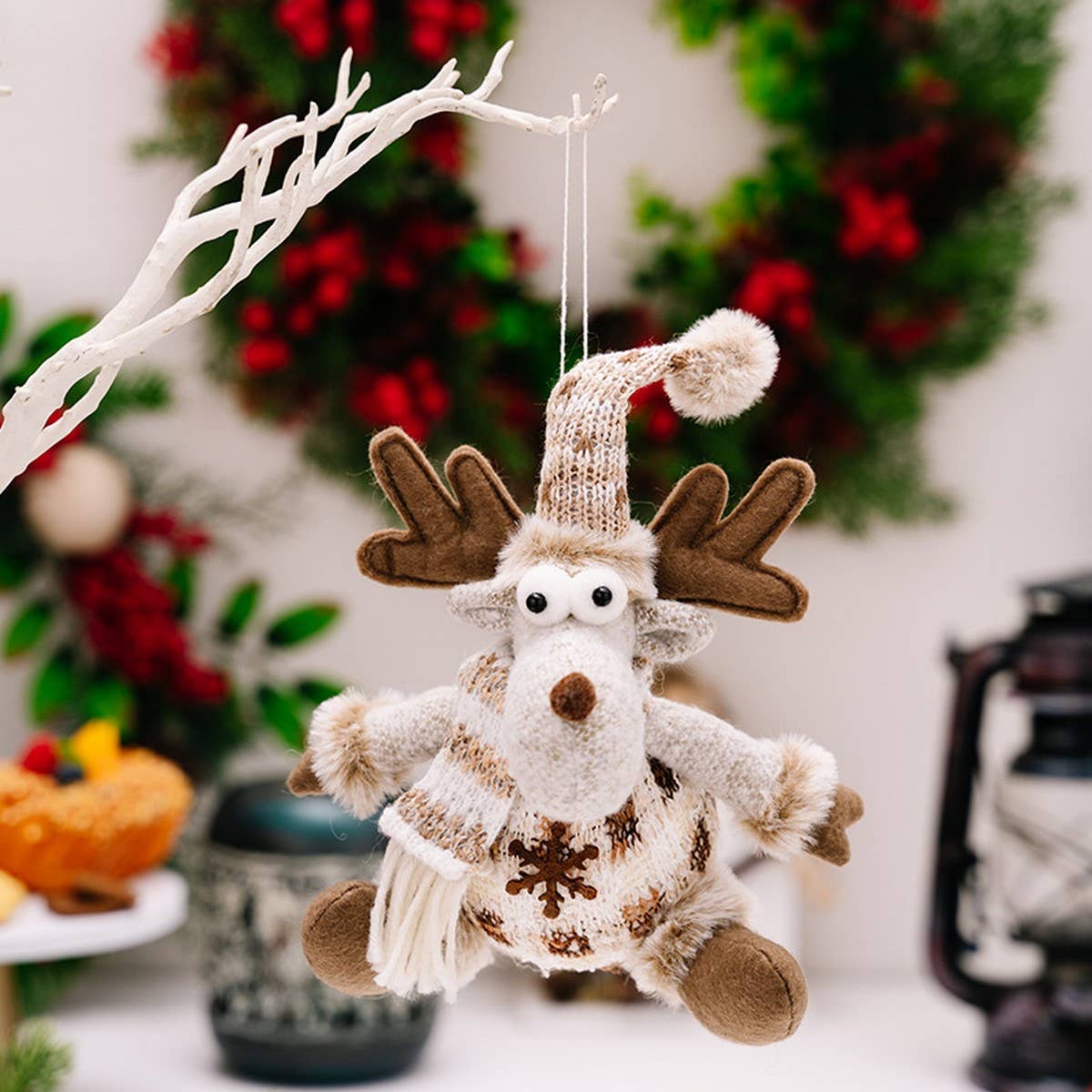 CWMM10299_EUROPEAN KNITTED SANTA SNOWMAN REINDEER ORNAMENT