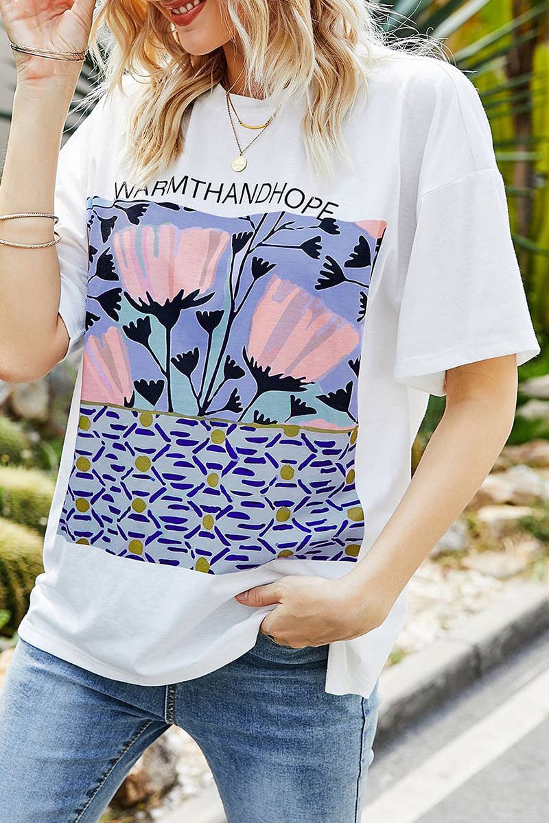 CWTTS1420_SUMMER ROUND NECK LOOSE CASUAL TOPS