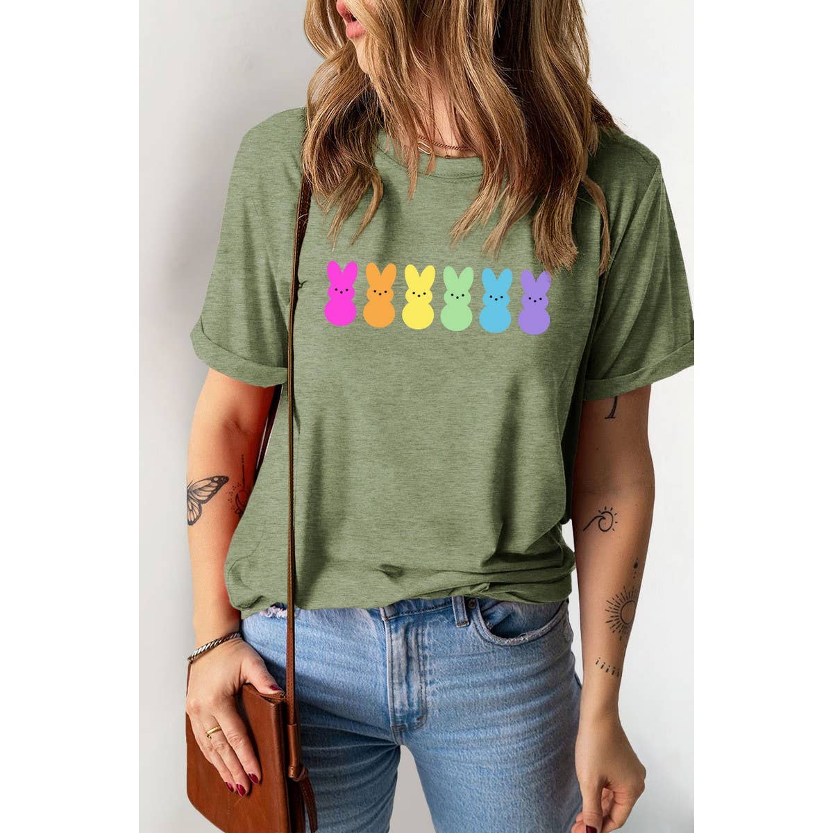 CUTE PRINTED BUNNY ROUND NECK T SHIRT FOR EASTER_CWTTS0790