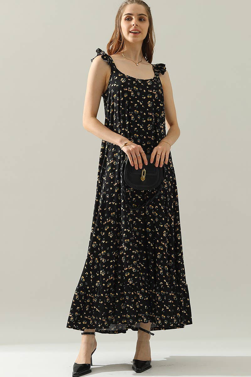 CWDMD772_RUFFLE DETAILED SLEEVELESS MAXI DRESS