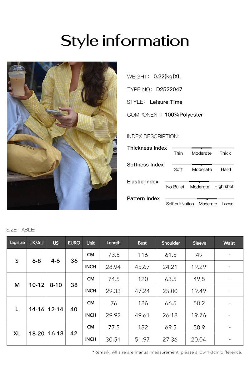 CWTBLL4127_SIMPLE STYLE BUTTON STRIPE CASUAL CARDIGAN