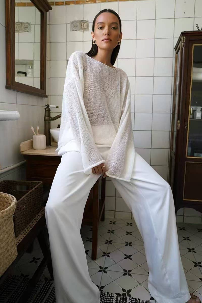 CWOSWL07647_SHEER MESH KNIT SWEATER LOOSE PULLOVER