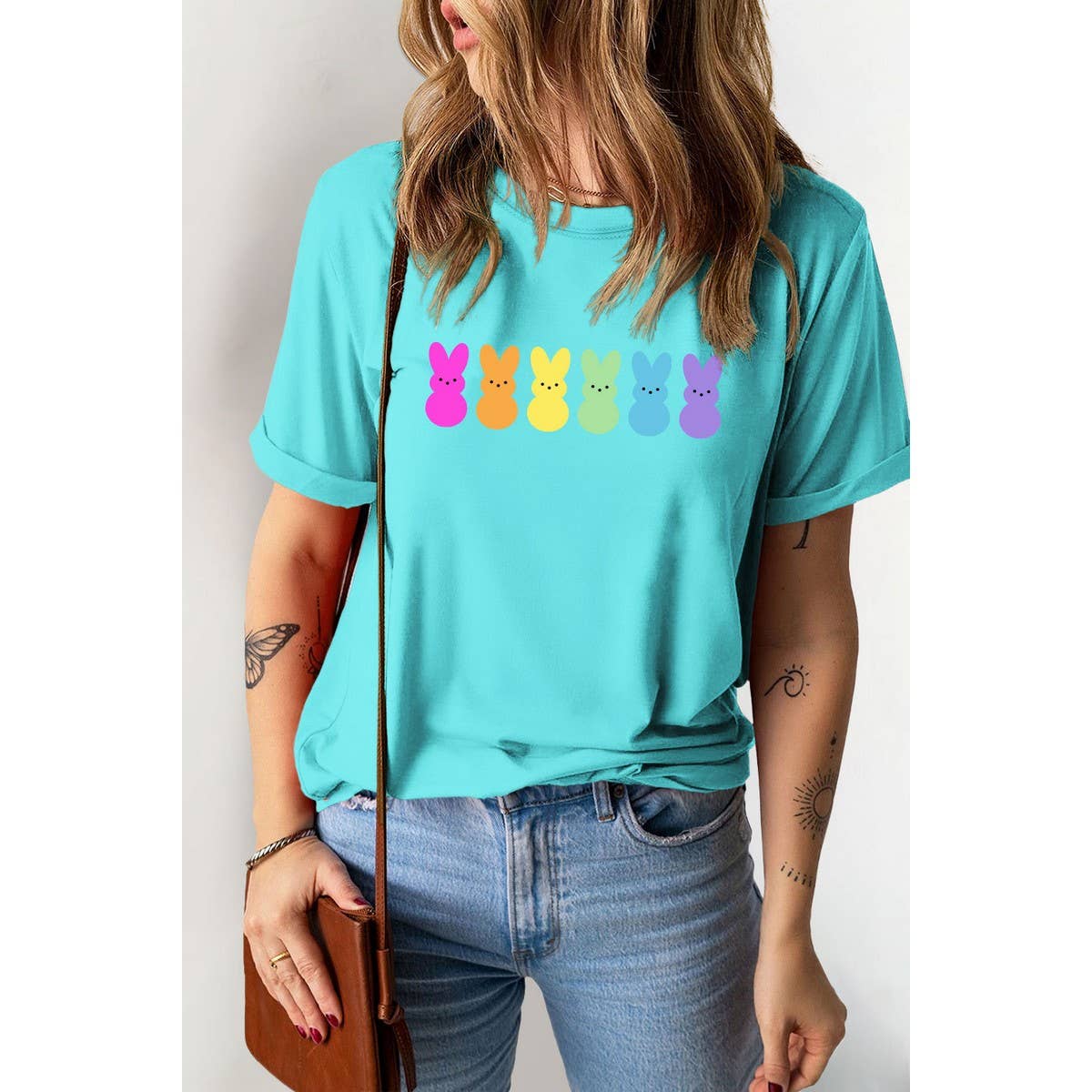 CUTE PRINTED BUNNY ROUND NECK T SHIRT FOR EASTER_CWTTS0790