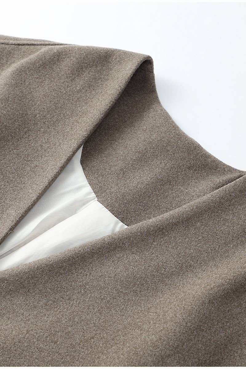 CWOCO0964_V-NECK SINGLE-BREASTED LOOSE SHORT COAT