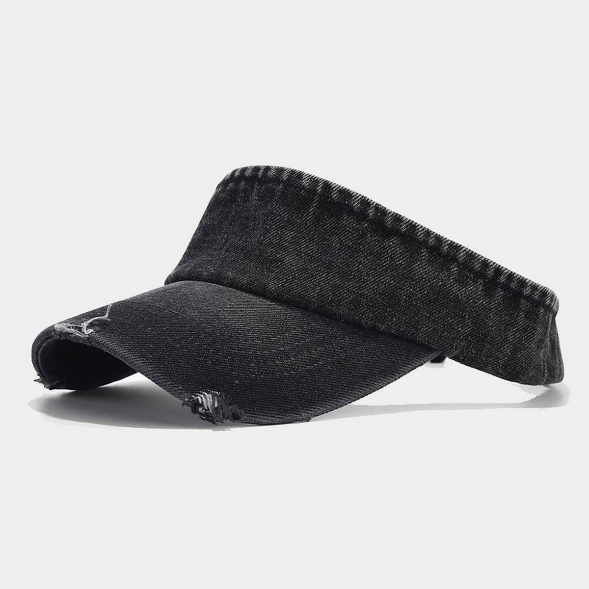 CWAH3175_OUTDOOR RIPPED DENIM TOPLESS SUN VISOR