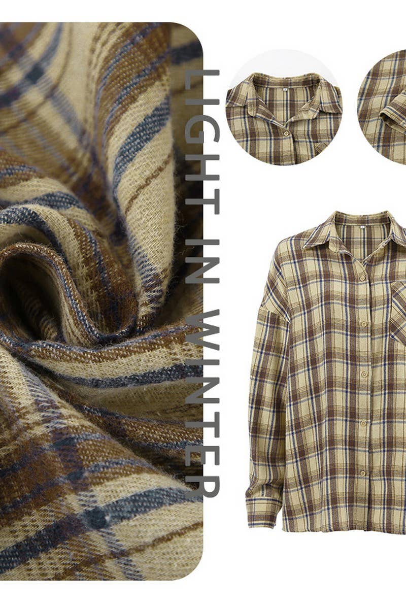 CWTBLL00581_LOOSE PLAID LONG SLEEVE CASUAL SHIRT TOP