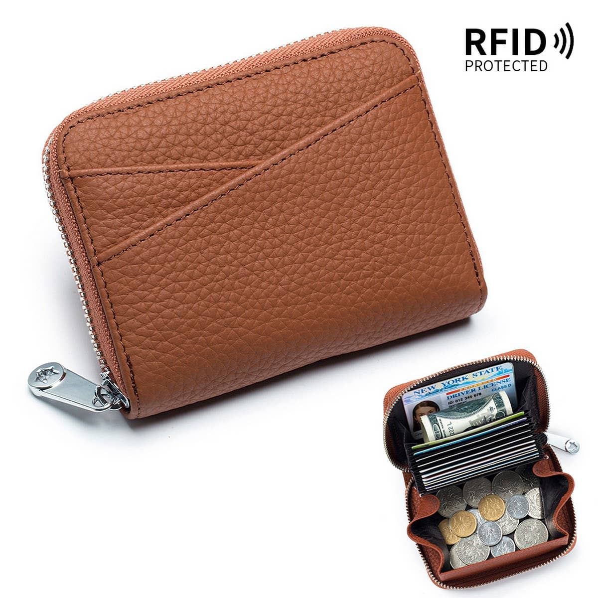 COIN PURSE ZIPPER GENUINE LEATHER CARD HOLDER_CWAB3829