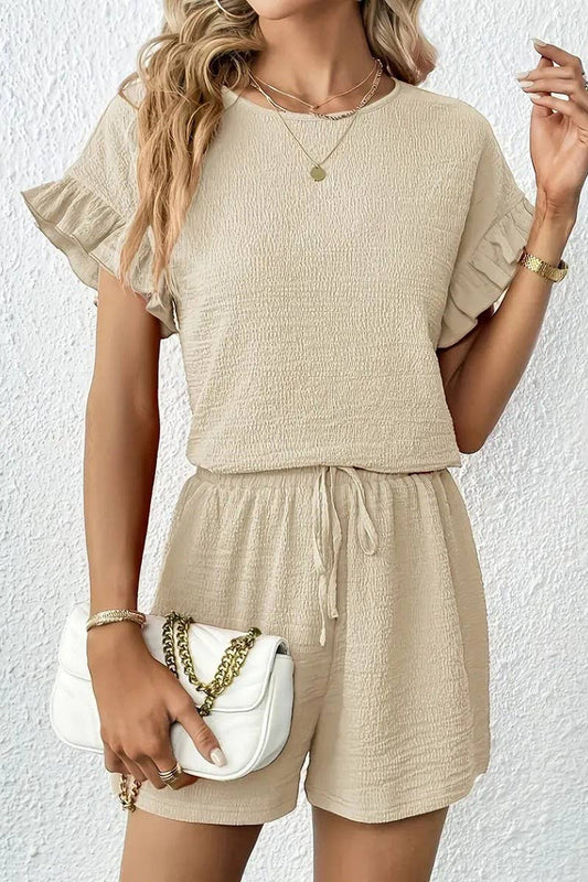 CWSTB2053_CASUAL TOP AND DRAWSTRING SHORTS SET