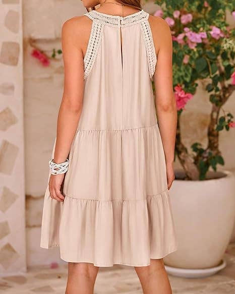 Casual sleeveless cut-out backless dress