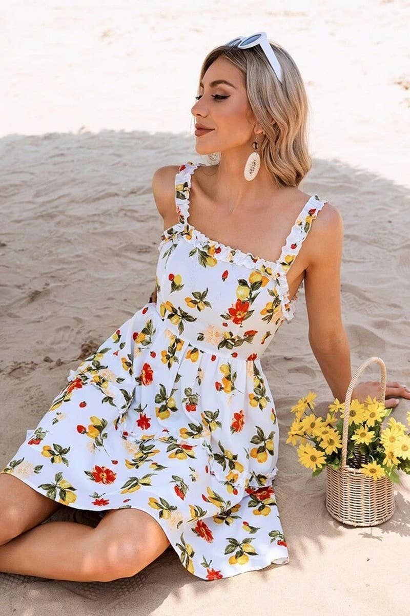 CWDHL0983_SPRING AND SUMMER HALTER BACK BOW DRESS