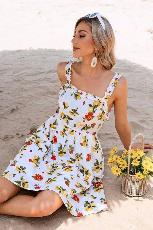 CWDHL0983_SPRING AND SUMMER HALTER BACK BOW DRESS