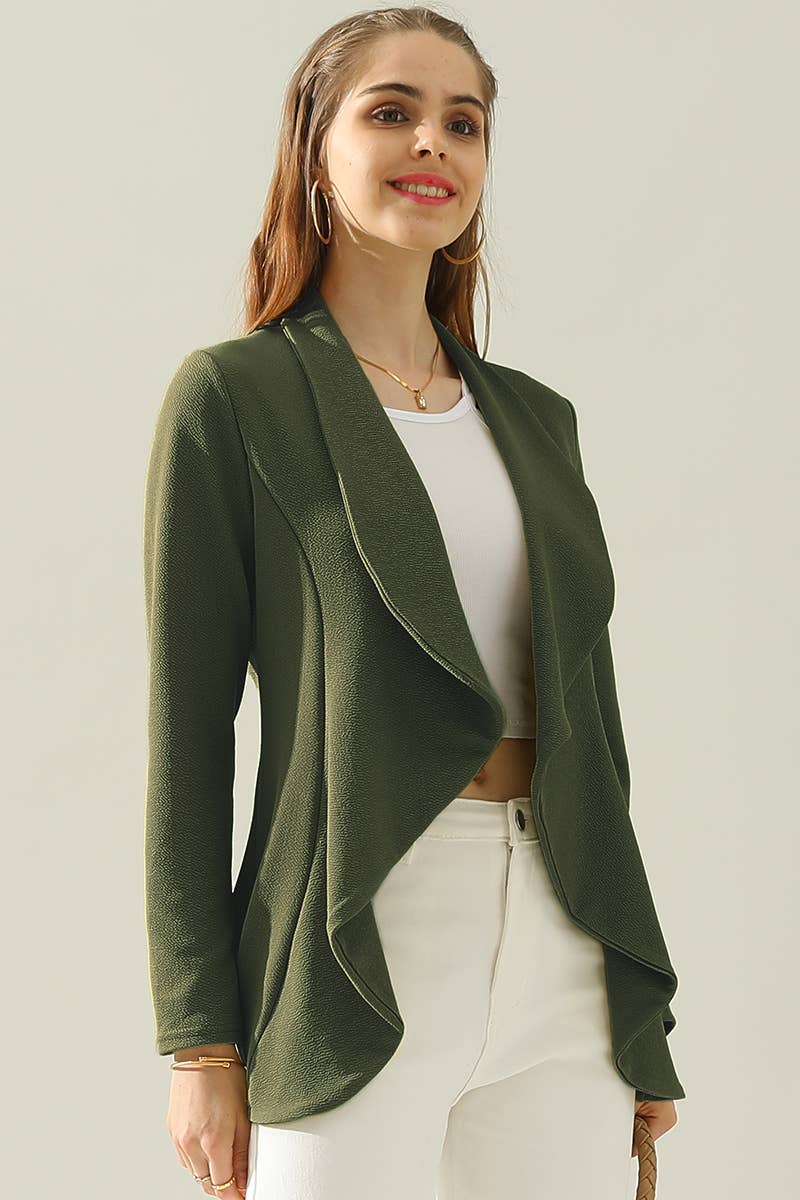 CWOBL090_Casual Work Long Sleeve Open Front Blazer