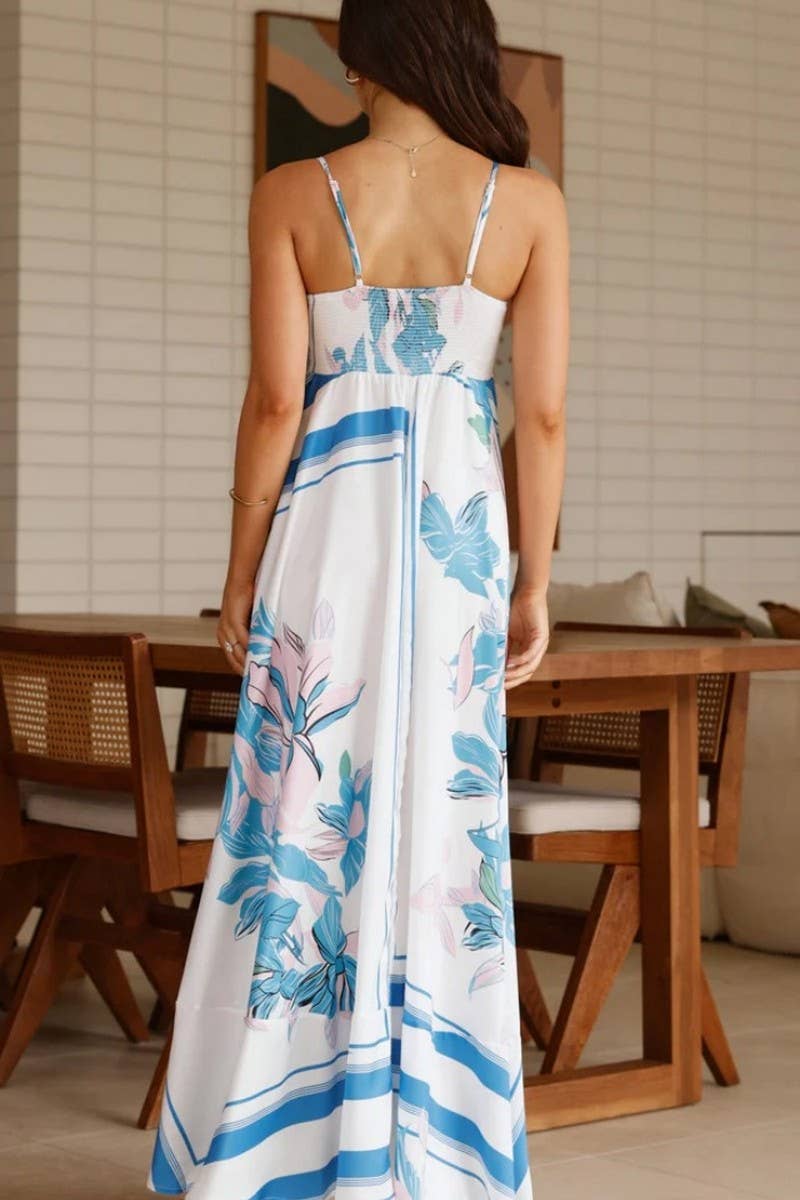 CWDHL1025_NEW SUMMER PRINTED RUFFLED SLING DRESS