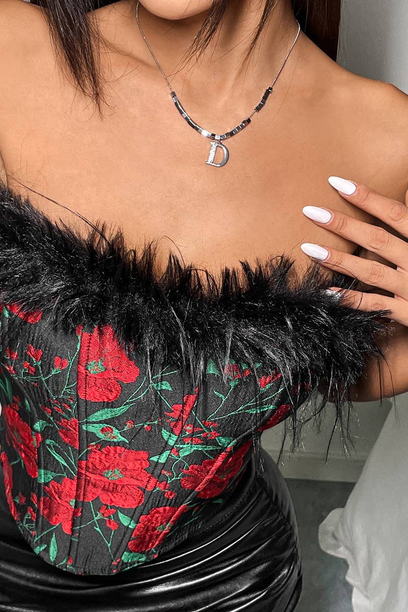 CWTTT0051_ROSE PRINT FEATHER HERRINGBONE BANDEAU TOP