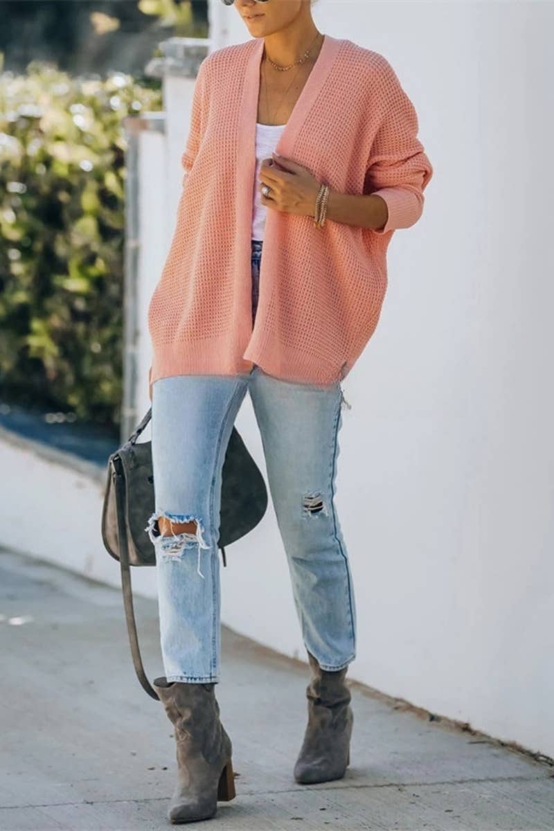 CWOCAL372 Oversized Open Front Casual Cardigan Sweater
